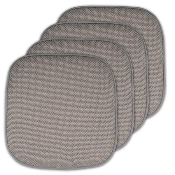 Sweet Home Collection Silver, Honeycomb Memory Foam Square 16 in. x 16 in. Non-Slip Back Chair Cushion (4-Pack)