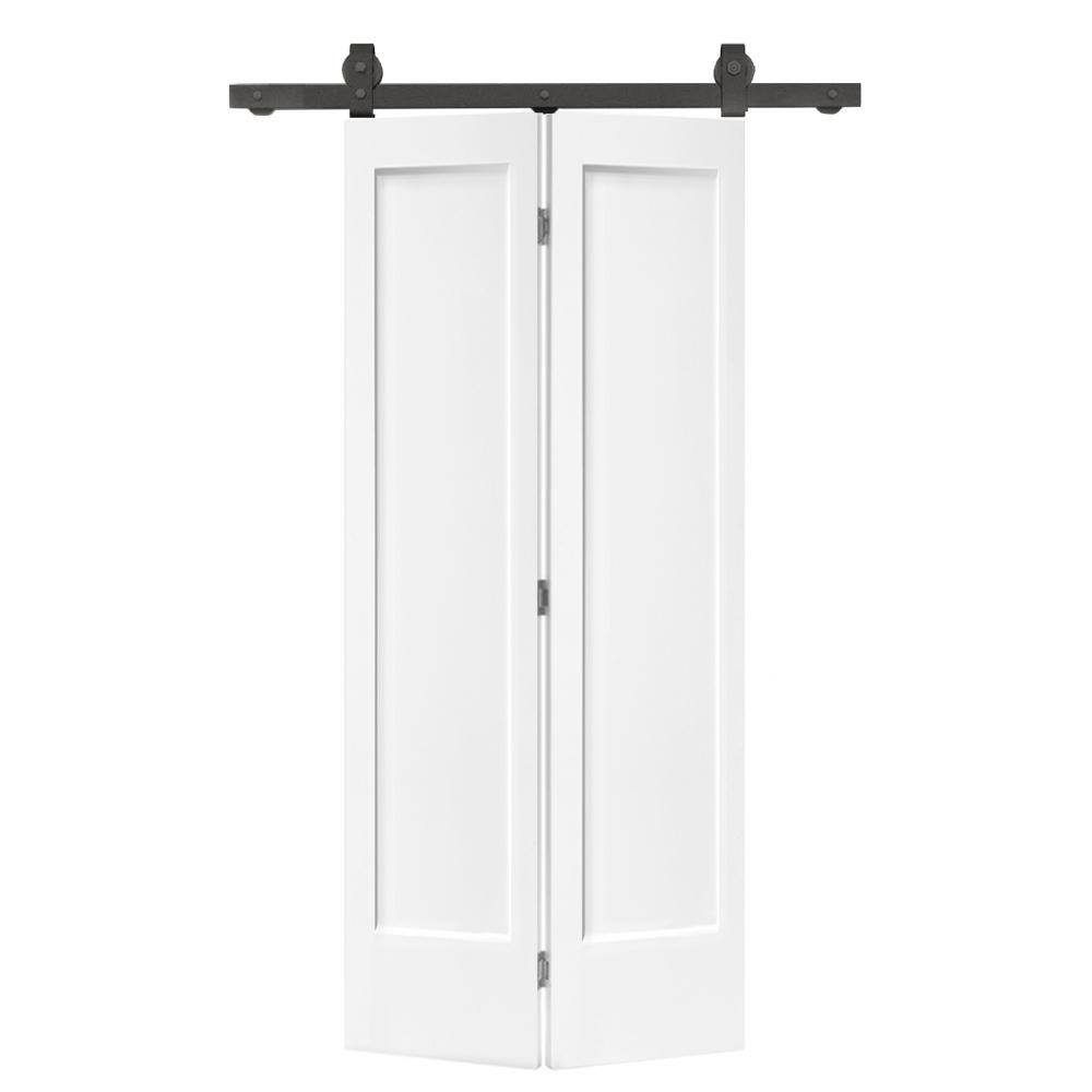 CALHOME 30 in. x 80 in. 1 Panel Shaker White Painted MDF Composite Bi ...