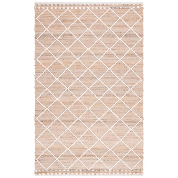 Natural Fiber Beige/Ivory 5 ft. x 8 ft. Diamond Border Area Rug