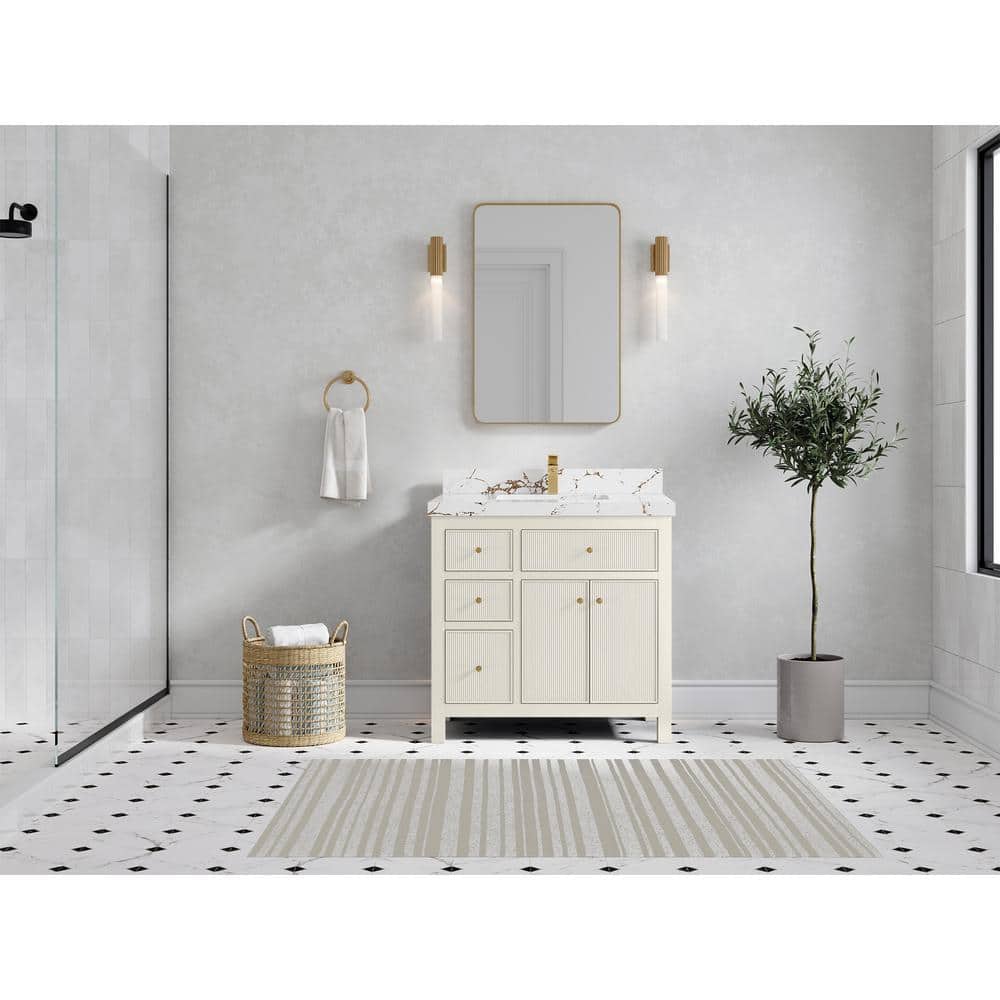 Sonoma 36" Alabaster Freestanding Bathroom Vanity with Quartz Top