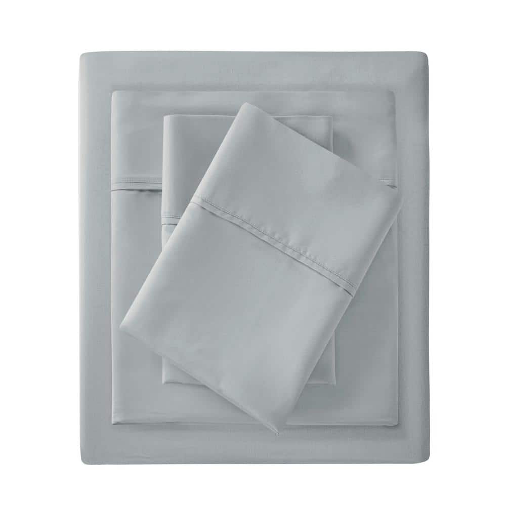 Gray Queen Cotton Polyester Microfiber Sheet Set