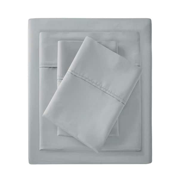 1500-Thread Count 4-Piece Gray Cotton Blend King Wrinkle Free Sheet Set