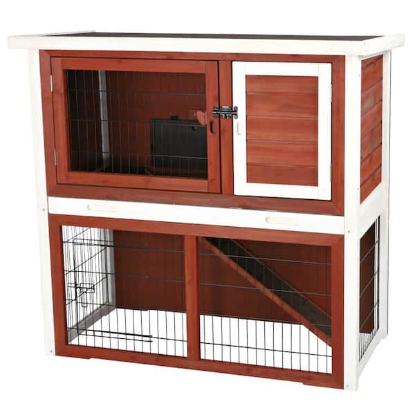 TRIXIE 3.4 ft. x 1.7 ft. x 3.2 ft. Medium Rabbit Enclosure with Sloped Roof Hutch