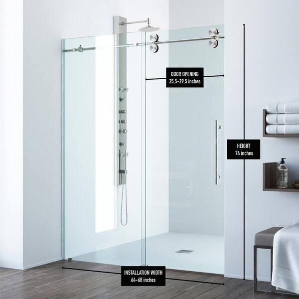 Sliding Frameless Shower Door, Bathroom Sliding Door Dimensions