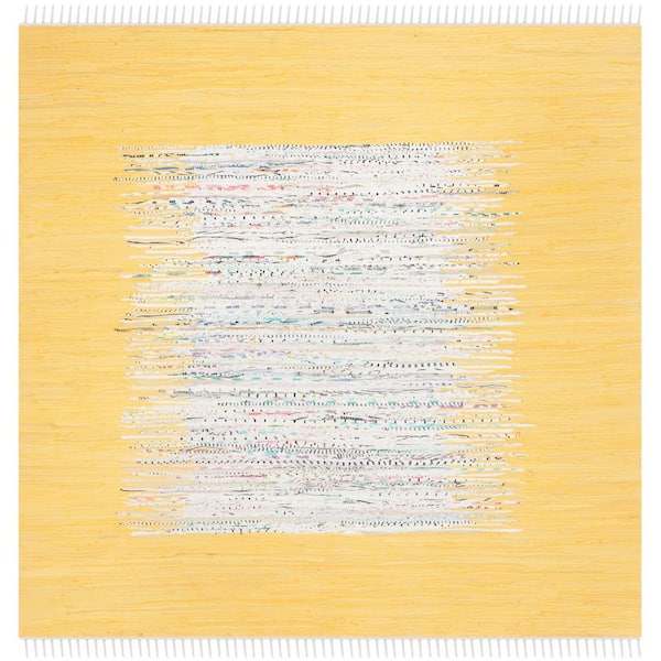 SAFAVIEH Montauk Ivory/Yellow 6 ft. x 6 ft. Square Border Area Rug
