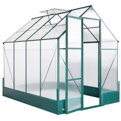 98.4 in. x 74.4 in. x 86.4 in. Metal Polycarbonate Greenhouse with Temperature Control Window