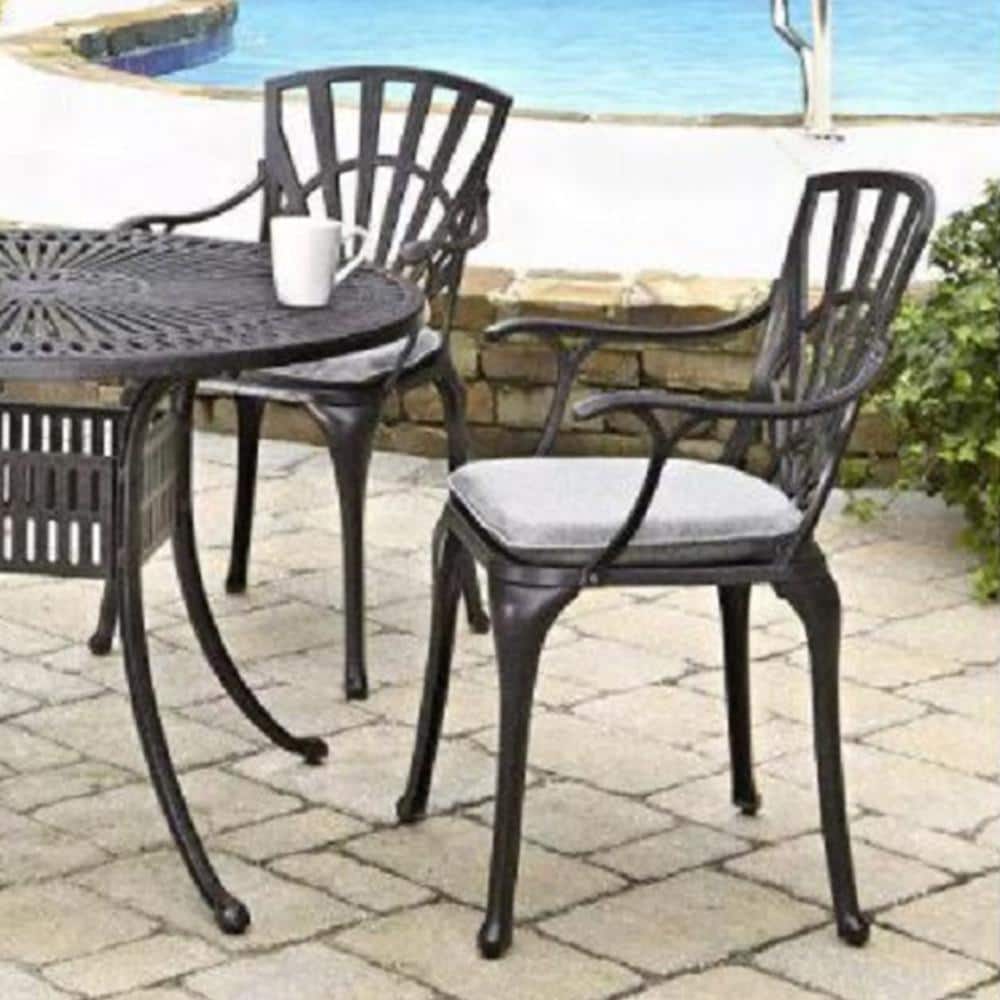 Grenada Charcoal Cast Aluminum Outdoor Dining Chair Pair