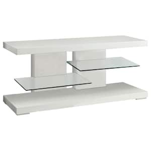 47 in. White Composite TV Stand Fits TVs Up to 52 in. with Cable Management