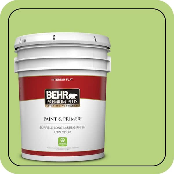 BEHR PREMIUM PLUS 5 gal. #420B-4 Tart Apple Flat Low Odor Interior Paint & Primer