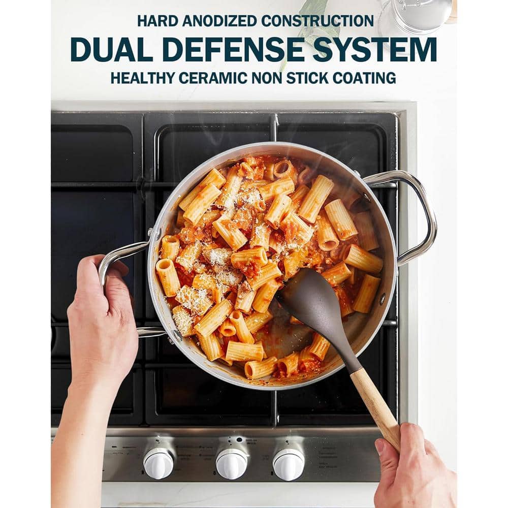 Yellow 6-Quart Aluminum Nonstick Stockpot with Glass Lid