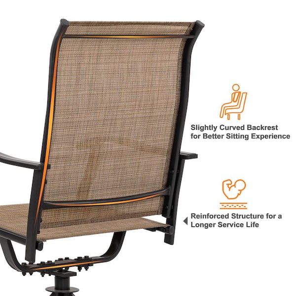 Nuu Garden 2-Piece Swivel Steel Sling Outdoor Patio Dining Chairs