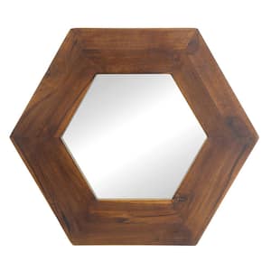 Anky 18.5 in. W x 18.5 in. H Wood Framed Brown Wall Mounted Decorative Mirror