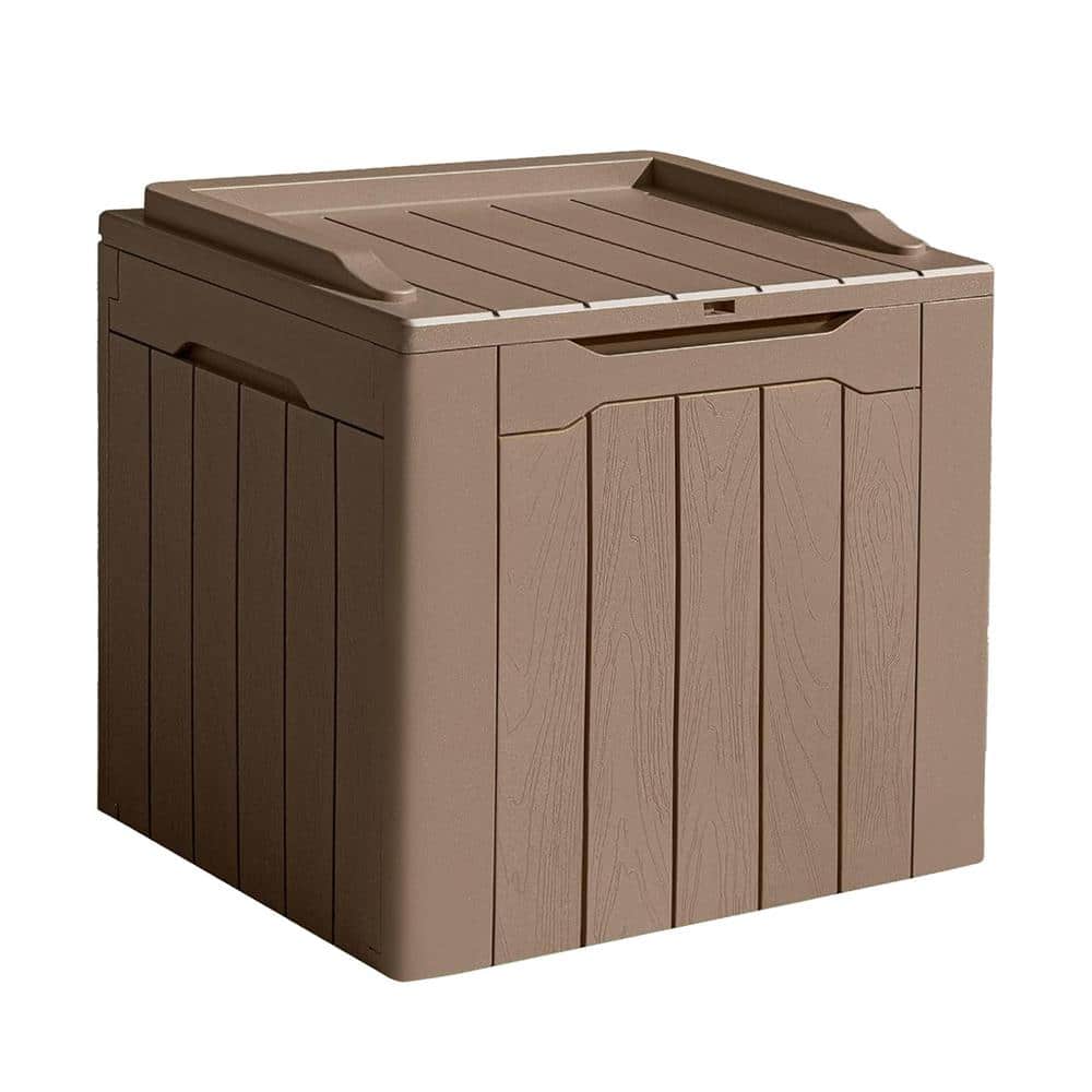 31 Gal. Light Brown Waterproof Resin Deck Box with Lockable Lid