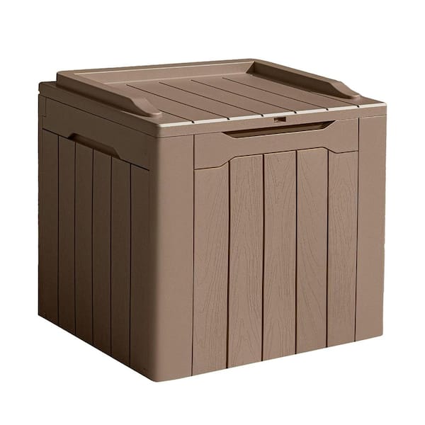 Unbranded 31 Gal. Light Brown Waterproof Resin Deck Box with Lockable Lid