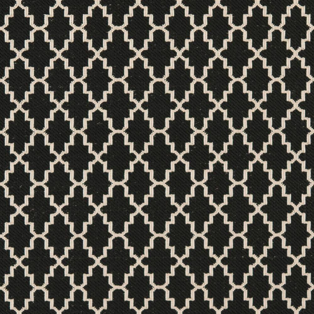 Black and Beige Square Synthetic Indoor/Outdoor Area Rug