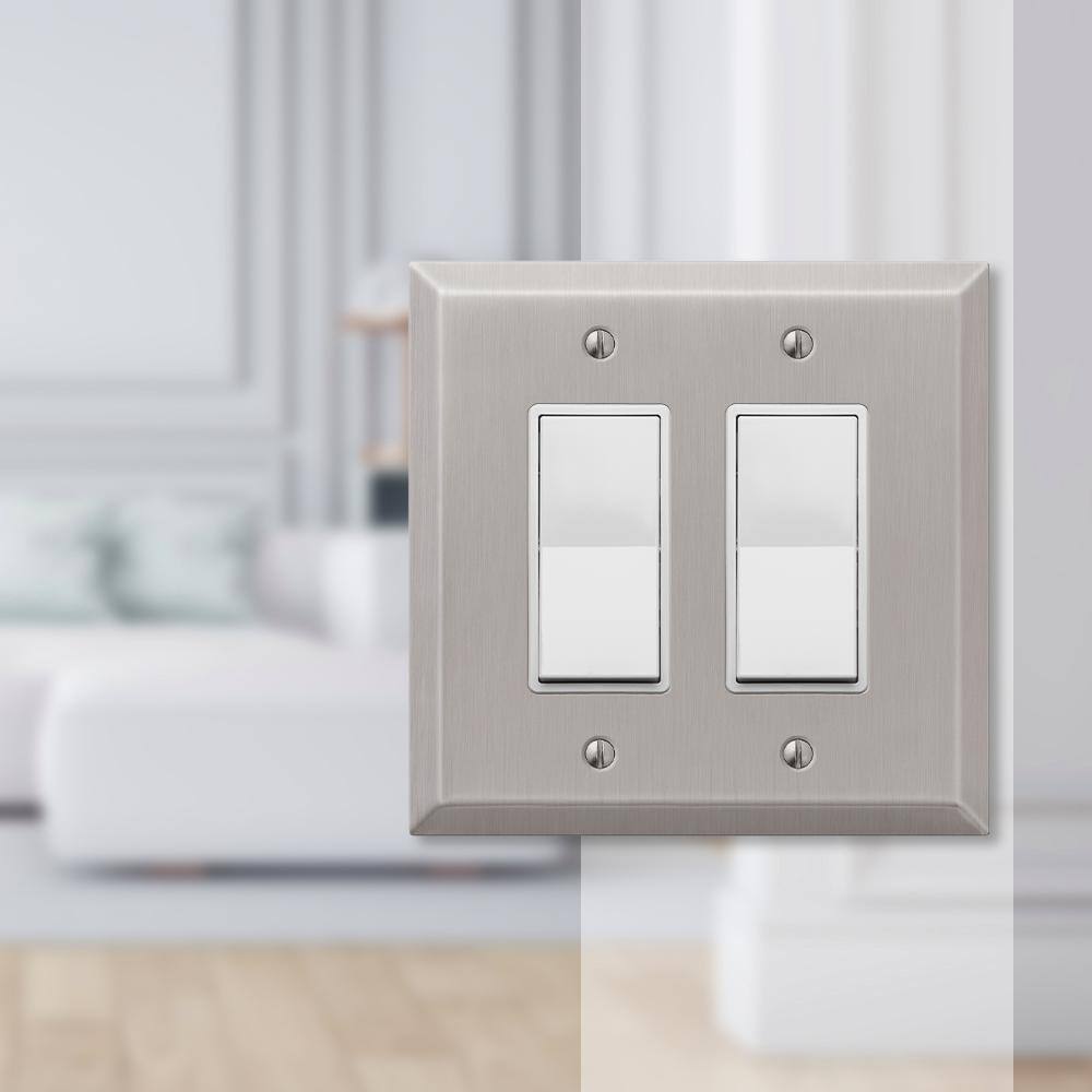 Brushed Nickel Double Rocker Oversized Wallplate