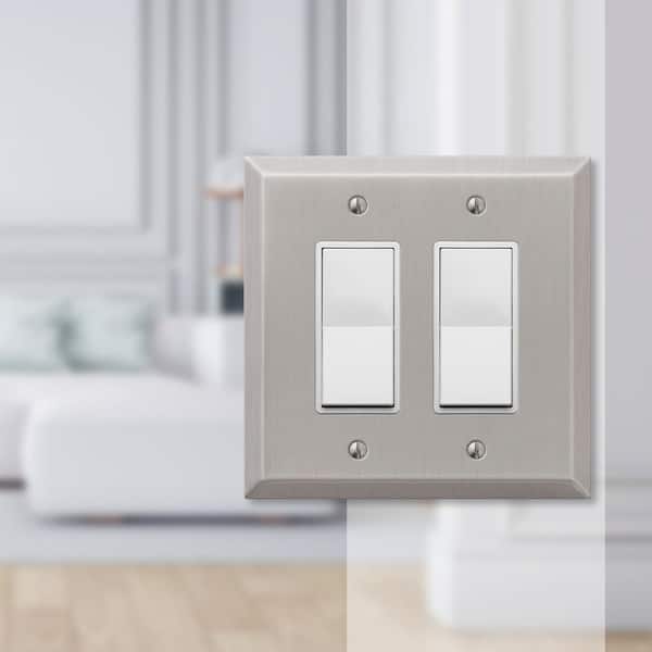 Oversized 2 Gang Rocker Steel Wall Plate - Brushed Nickel