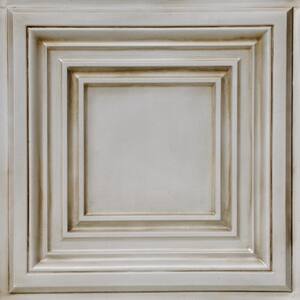 Washington Square 2 ft. x 2 ft. PVC Glue-up or Lay-in Ceiling Tile in Antique White