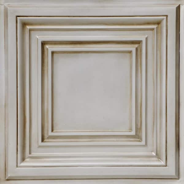 Washington Square Antique White 2 ft. x 2 ft. PVC Glue Up or Lay in Faux Tin Ceiling Tile (300 sq. ft./Case)