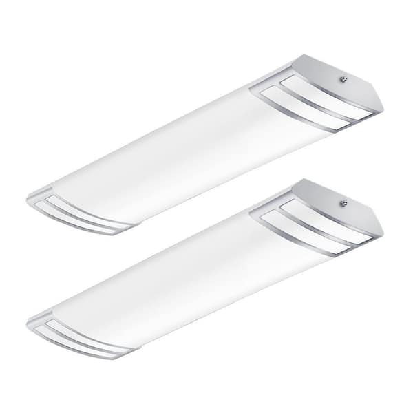 24 in.LED Flush Mount 20-Watt 4000K Neutral White Linear Ceiling Light Fixture for Kitchen, Laundry, and Closet (2-Pack)