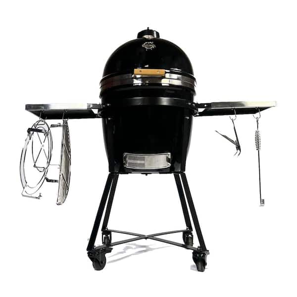 18 in. Large Infinity X2 Kamado Charcoal Grill in Black with Domemobile, Grill Gripper and Ash Tool