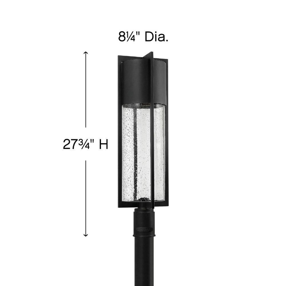 Black Aluminum LED Outdoor Post Lantern with Clear Seedy Glass