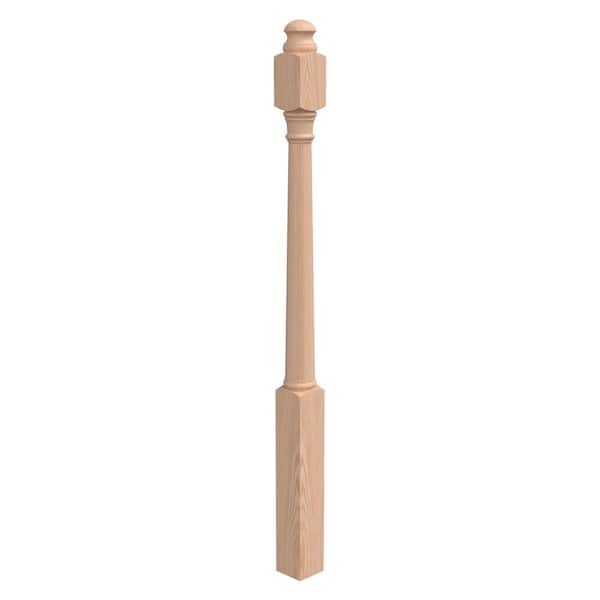 Stair Parts 4940 48 in. x 3 in. Unfinished Red Oak Mushroom Top Newel Post for Stair Remodel
