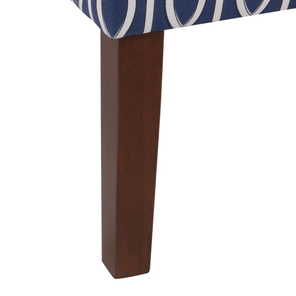 Classic Blue Trellis Swoop Arm Accent Chair with Wood Legs