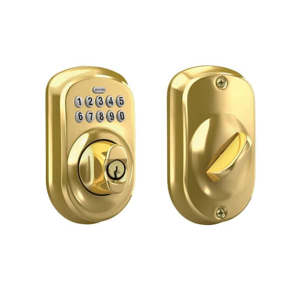 Schlage Plymouth Brass Keypad Deadbolt Lock