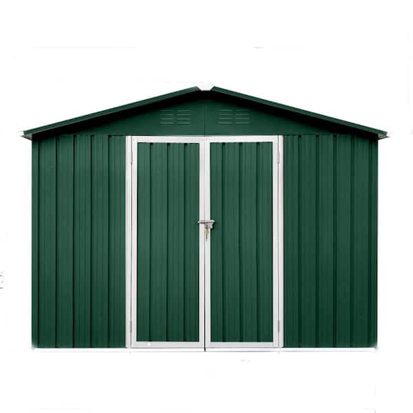 Siavonce 6 ft. x 8 ft. Metal Garden Sheds Outdoor Storage Sheds Green Plus White, 49.04 sq. ft.