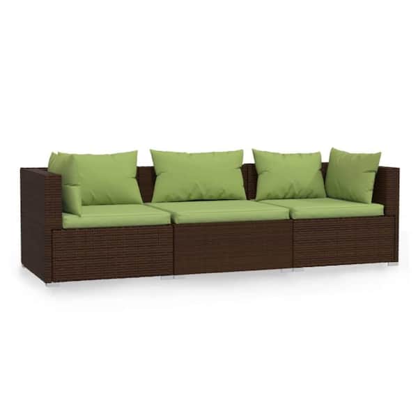 Sify Brown Steel Outdoor Sectional Sofa with Green Fabric Cushions and 5-Pillows