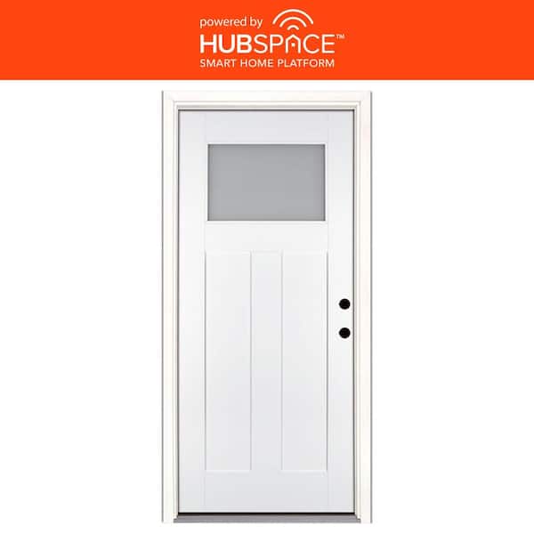 Smart Glass 36 in. x 80 in. Left Hand Inswing 1/4-Lite Smooth Unfinished Fiberglass Prehung Front Door