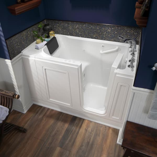 Whirlpool & Air Bath 30 in. x 60 in. Left-Hand Walk-In Bath with Roman Tub Filler and Cadet 3 FloWise Tall Height Toilet Whirlpool & Air Bath 30 in. x 60 in. Left-Hand Walk-In Bath with Roman Tub Filler and Cadet 3 FloWise Tall Height Toilet