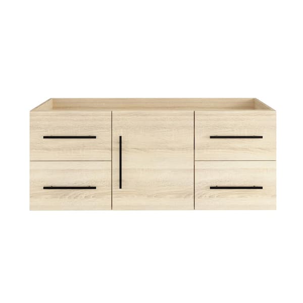 VOLPA USA AMERICAN CRAFTED VANITIES Napa 60 in. W x 22 in. D x 21 in. H Single Sink Bath Vanity Cabinet without Top in White Oak, Wall Mounted