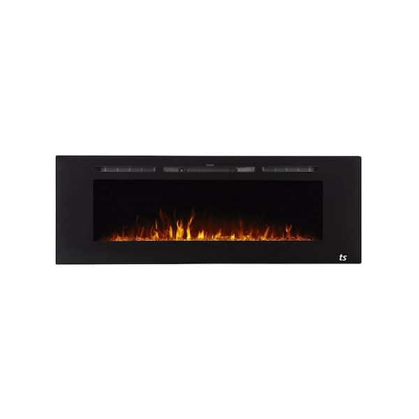 Sideline 60 in. Wall Mount or Recessed Smart Electric Fireplace in Black with LED Flame