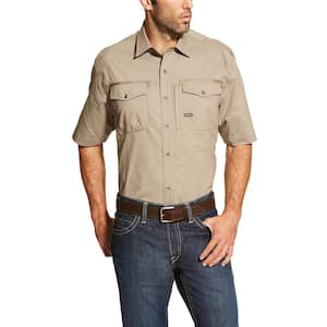 Men's Large Tall Brindle Rebar Short Sleeve Work Shirt