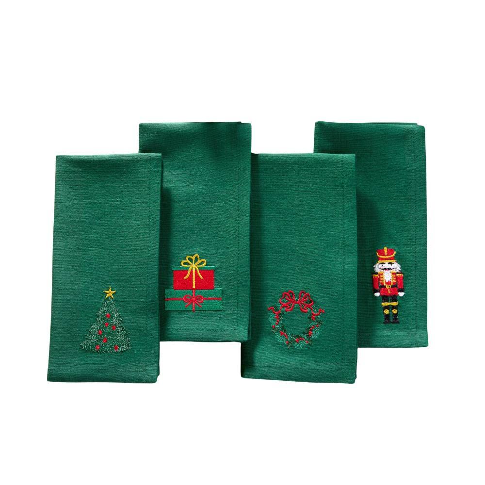"Holiday Embroidered Napkins, Set of 4, Green - 17""W x 17""L" price history on PriceWatchPro