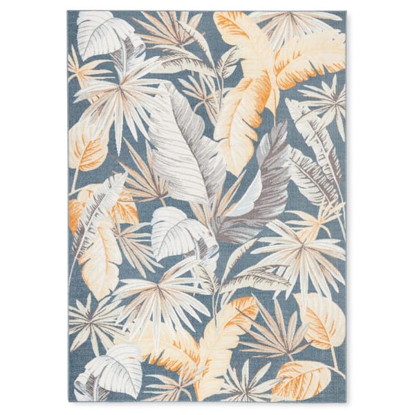 Tommy Bahama Abaco Tropical Foliage Dark Blue 6 ft. x 9 ft. Indoor/Outdoor Area Rug