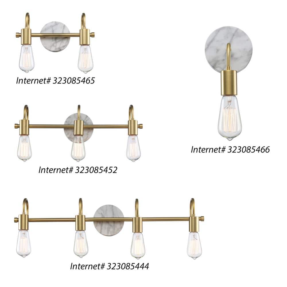 Gold and Faux Marble 12.5in Dimmable Metal Bathroom Vanity Light Fixture
