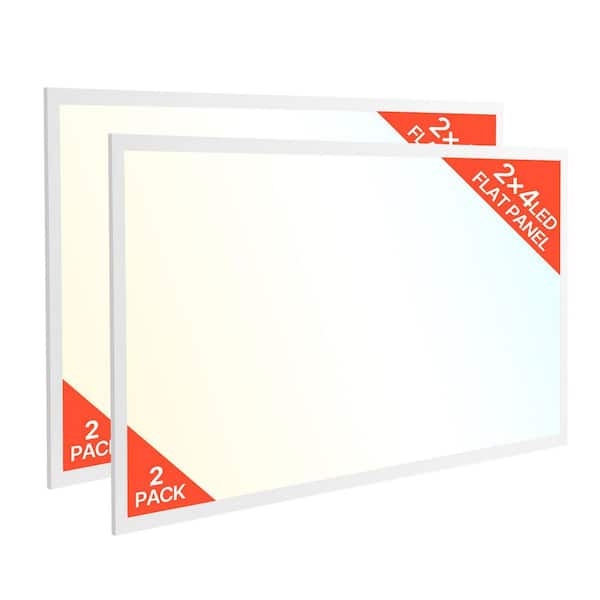 2Pack 2x4ft. Integrated LED Flat Panel Light 7800 LM Flush Mount Drop Ceiling Lighting Fixture 3 Color 4000K/5000K/6000K
