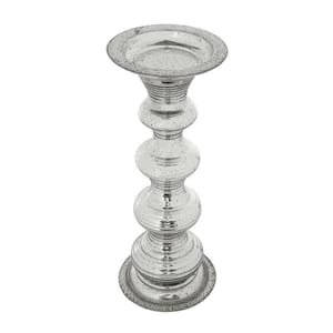 14.8 in. H Silver Glass Pillar Candle Holder