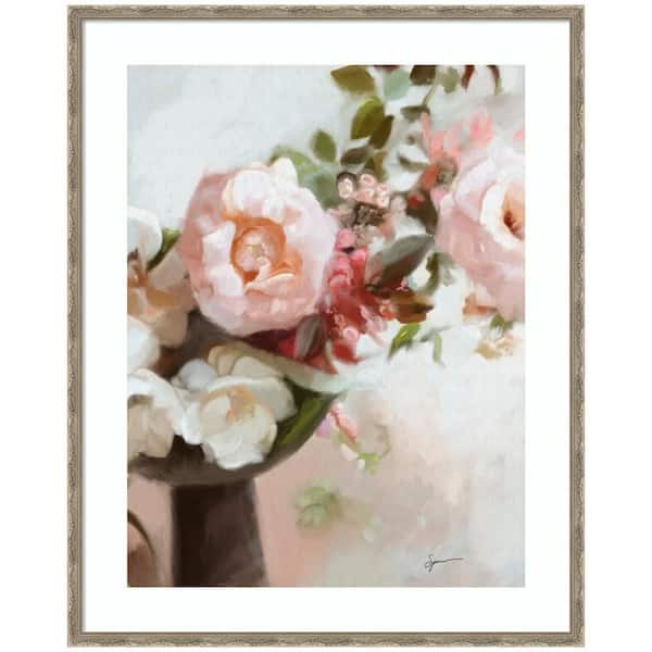 Mila "Everythings peachy" by Mary Sparrow Flowers Framed Art Print 42 in. x 34 in.