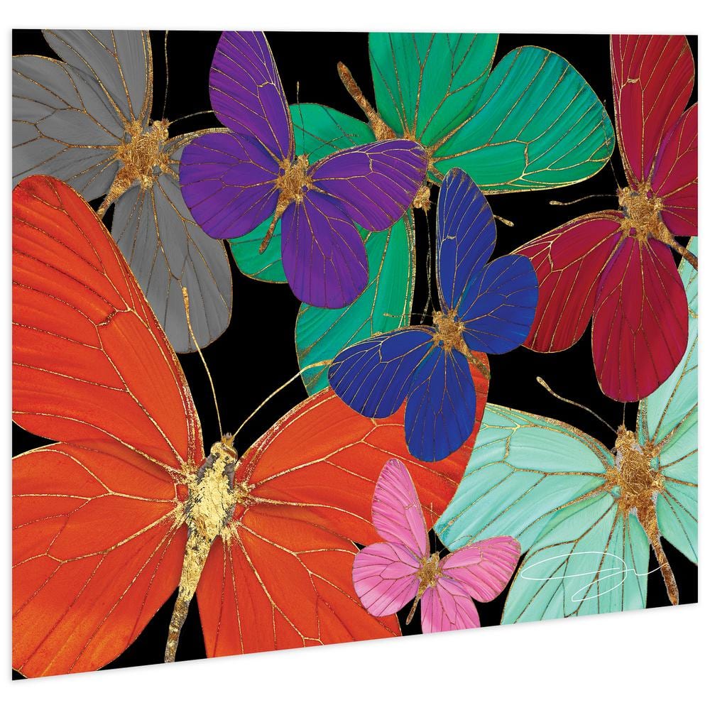 Colorful Butterfly World Tempered Glass Art Print, 32" x 48"