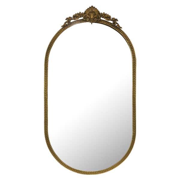 Mirrorize Canada 20 in. x 38 in. Classic French Irregular Mirror with Antique Gold Finish Metal Frame