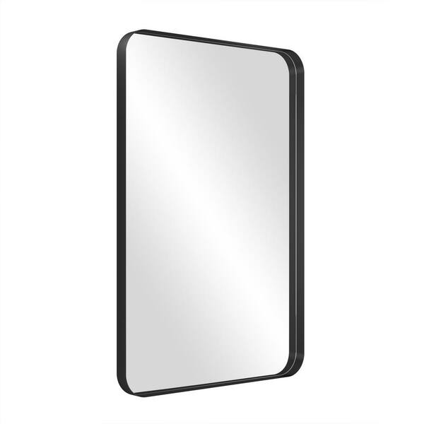 18 1 In X 27 6 Modern Rectangle, Rectangular Decorative Mirror With Rounded Corners Black