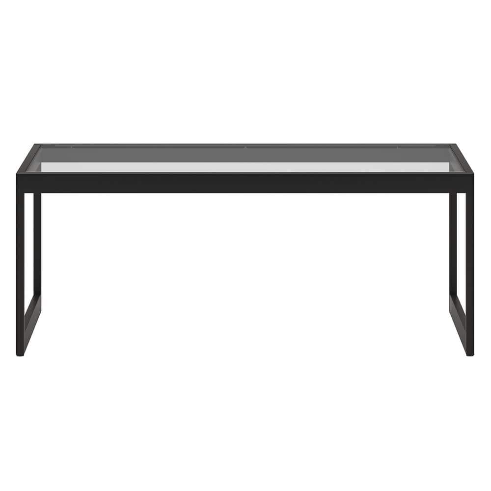 Ezra Modern Blackened Bronze Rectangular Glass Coffee Table
