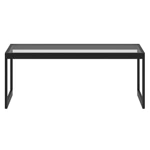 Ezra 45 in Blackened Bronze Rectangular Coffee Table with Glass Top