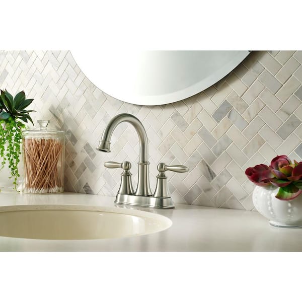 Courant 4 in. Centerset 2-Handle Bathroom Faucet in Brushed Nickel (2-Pack Combo)