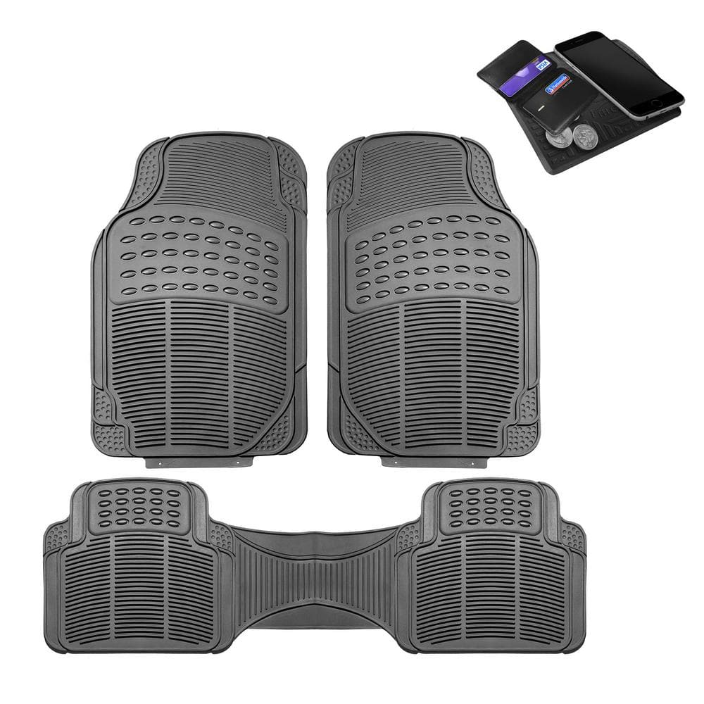 FH Group Gray 3-Piece Heavy-Duty High Quality Vinyl Car Floor Mats  Universal Fit for Cars, SUVs, Vans and Trucks Full Set DMF11306GRAY The  Home Depot