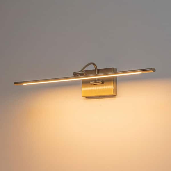 Maren 23.6 in. Transitional 1-Light Antique Green Linear LED Wall Sconce with Curved Arm, Picture Light